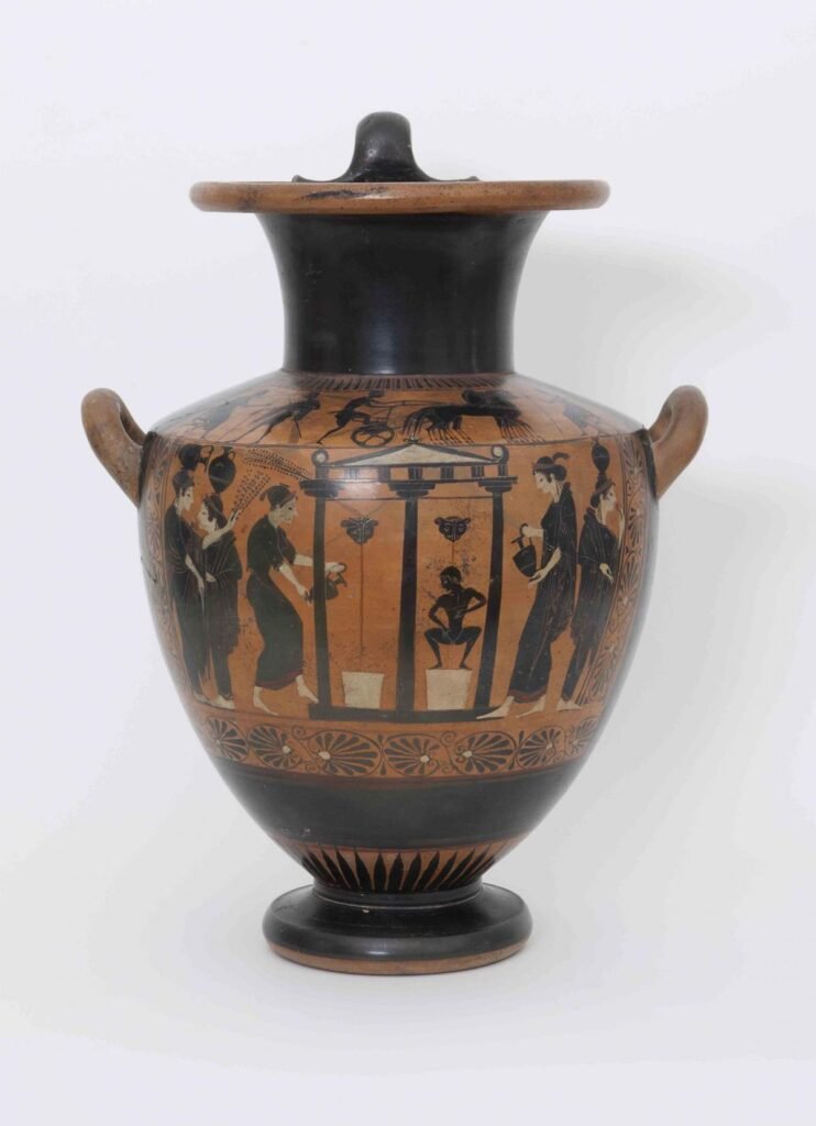 Nº 3 Recogiendo el agua ritual. Hidria. Pintor de la Fuente de Madrid. Ática, 530 a.C.